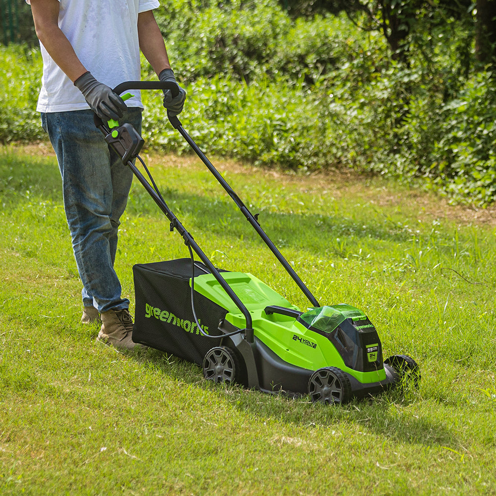 24V Cordless Lawn Mower 33cm & Grass Trimmer 25cm Set